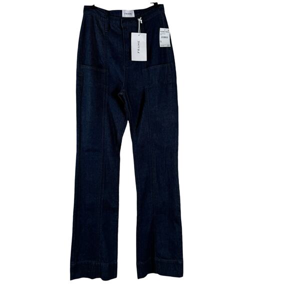 NWT Frame Seamed Pocket Pants Dark Blue Wash Women’s High Rise Stretch Size 25 - Picture 3 of 11
